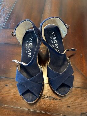 Viscata Barcelona Women's Navy Espadrille Wedge Sandals 36